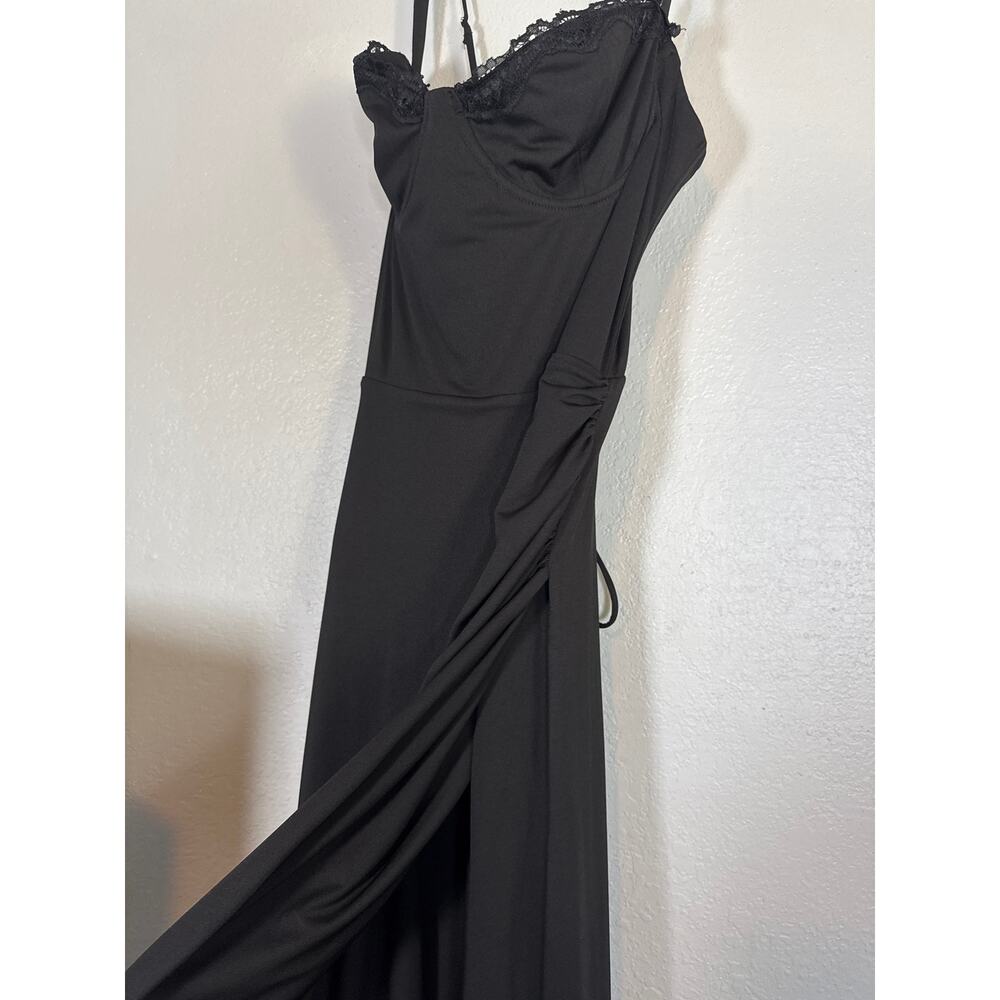 Lucy in the Sky Bustier Top Maxi Dress Black Criss Cross Back Sz XL Formal Sexy - Picture 5 of 12